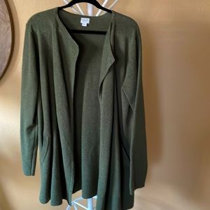 Large Jcrew green sweater jacket